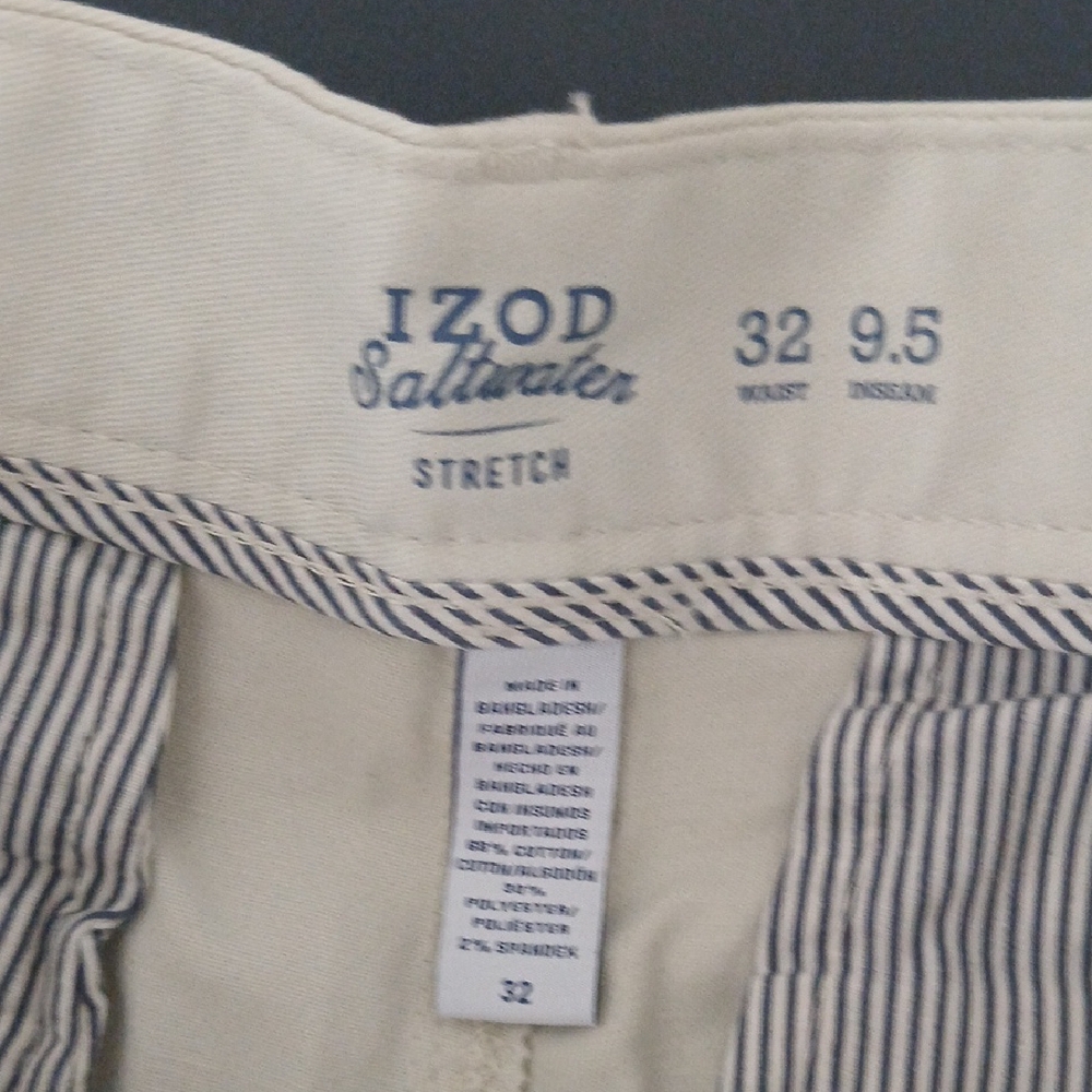 Izod Tan Flat Front Tailored Shorts - Picture 2 of 6